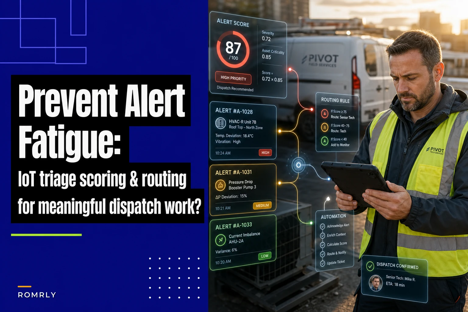 Prevent alert fatigue: an IoT triage scoring model and routing rules for dispatch