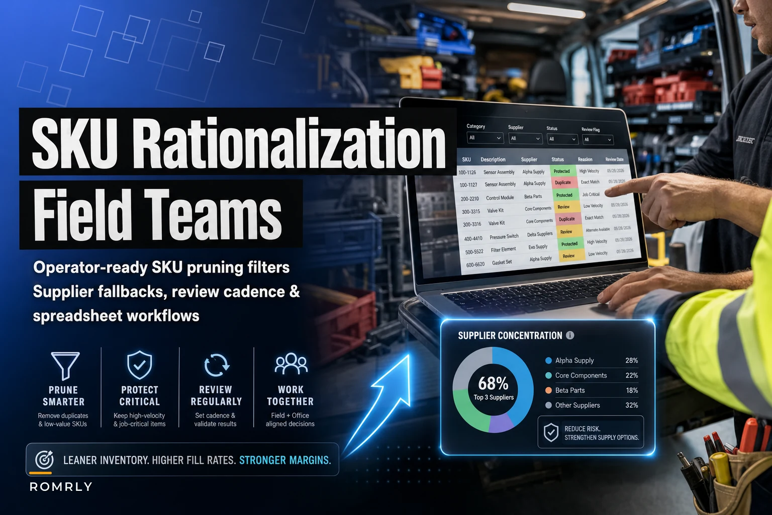 SKU rationalization criteria for field service