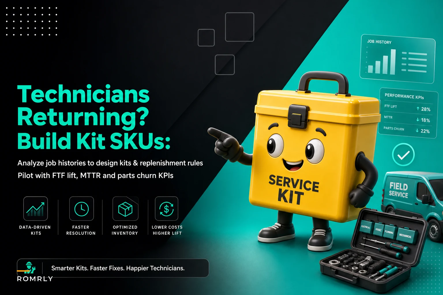 Technicians returning for parts? Build kit SKUs and replenishment rules to lift first-time-fix