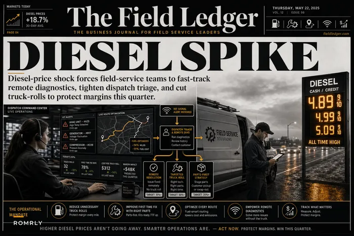 When Diesel Spikes: How Field Service Managers Can Cut Truck-Roll Costs with Remote Diagnostics and Smarter Dispatch