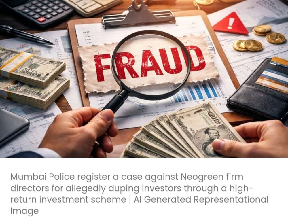 मुंबई पुलिस ने नियोग्रीन फर्म के निदेशकों के खिलाफ 15.3 लाख रुपये के निवेश धोखाधड़ी मामले में केस दर्ज किया; 150 से अधिक निवेशकों को 10 करोड़ रुपये की धोखाधड़ी का शिकार होने का संदेह है