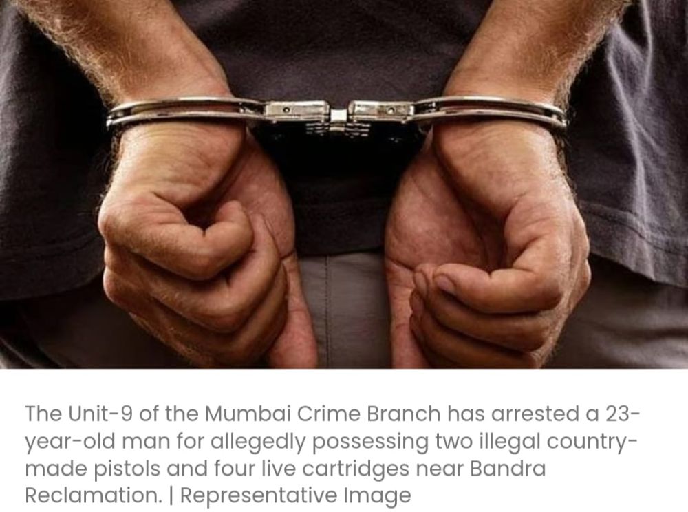 मुंबई क्राइम ब्रांच ने बांद्रा में अवैध पिस्तौल के साथ एक व्यक्ति को गिरफ्तार किया, नक्सली संबंधों की संभावना की जांच जारी है