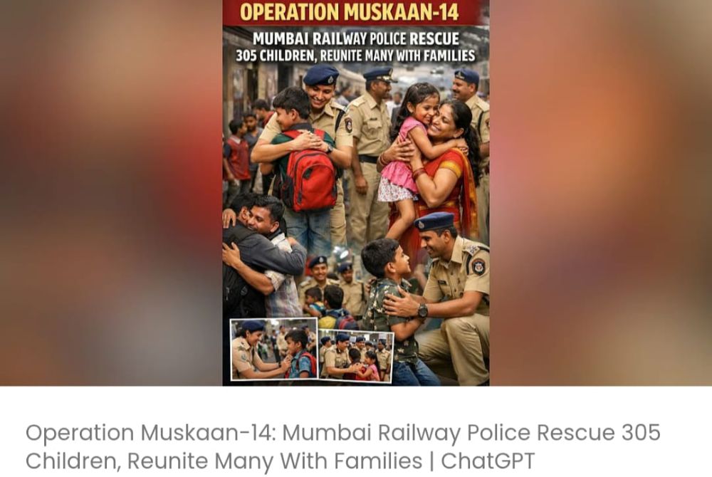 ऑपरेशन मुस्कान-14: मुंबई रेलवे पुलिस ने 305 बच्चों को बचाया, कई बच्चों को उनके परिवारों से मिलाया