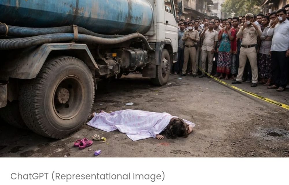 वसई में तेज रफ्तार पानी के टैंकर की चपेट में आने से 4 वर्षीय बच्ची की मौत; चालक हिरासत में