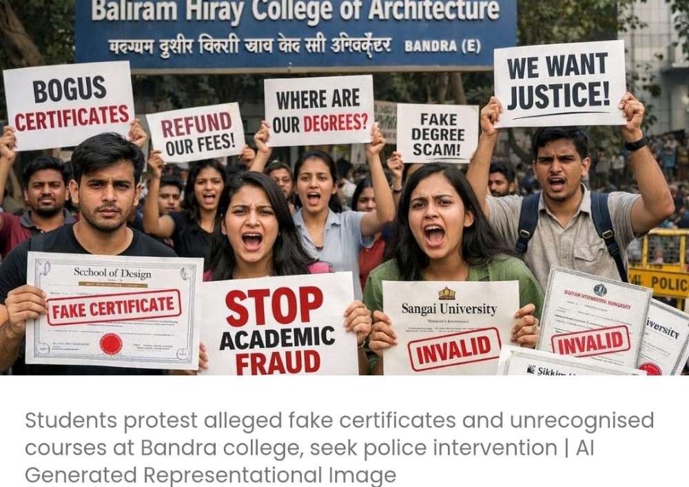 बांद्रा कॉलेज के छात्रों ने फर्जी प्रमाण पत्रों को लेकर पुलिस में शिकायत दर्ज कराई, कथित शैक्षणिक धोखाधड़ी में 125 से अधिक छात्र प्रभावित