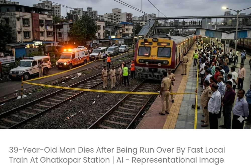 घाटकोपर स्टेशन पर तेज रफ्तार लोकल ट्रेन की चपेट में आने से 39 वर्षीय व्यक्ति की मौत हो गई