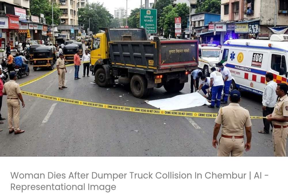 चेंबूर में डंपर ट्रक की टक्कर में महिला की मौत
