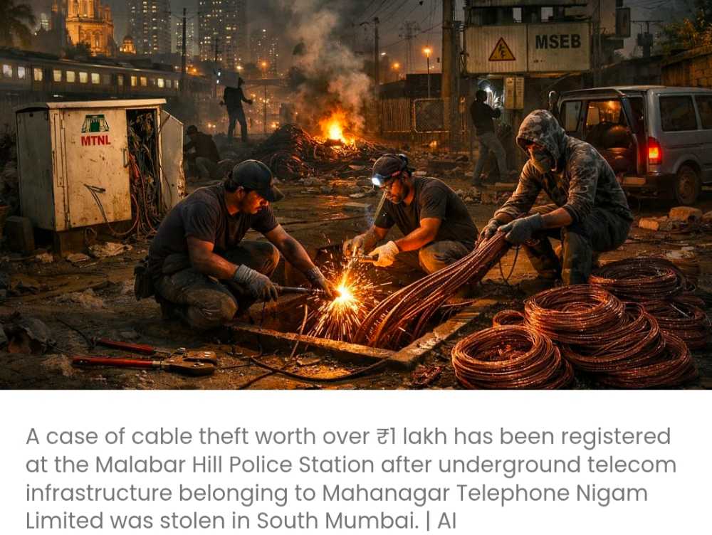 दक्षिण मुंबई में 1 लाख रुपये से अधिक मूल्य के एमटीएनएल केबल की चोरी, मालाबार हिल पुलिस स्टेशन में मामला दर्ज