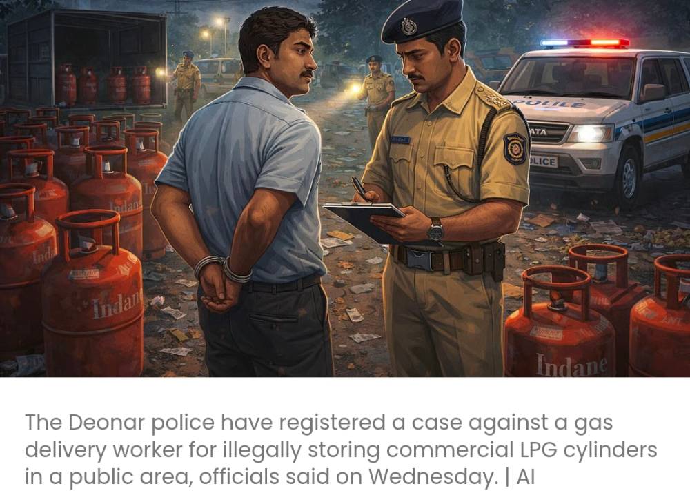 देवनार पुलिस ने सार्वजनिक क्षेत्र में व्यावसायिक एलपीजी सिलेंडरों के अवैध भंडारण के आरोप में गैस कर्मचारी के खिलाफ मामला दर्ज किया