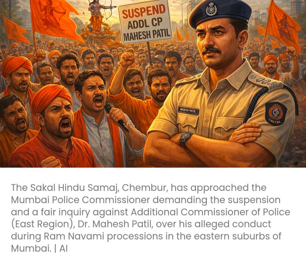 सकल हिंदू समाज ने राम नवमी जुलूस के दौरान कथित आचरण के लिए अतिरिक्त मुख्य पुलिस अधिकारी महेश पाटिल के निलंबन की मांग की है