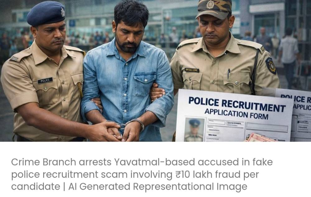 मुंबई क्राइम ब्रांच ने फर्जी पुलिस नौकरी रैकेट का भंडाफोड़ किया; यवतमाल के एक व्यक्ति को उम्मीदवारों से 10 लाख रुपये ठगने के आरोप में गिरफ्तार किया गया