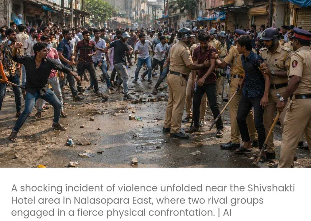 नालासोपारा ईस्ट में मामूली विवाद पर दो प्रतिद्वंद्वी गुटों के बीच झड़प, पुलिस ने कई लोगों को हिरासत में लिया, स्थिति तनावपूर्ण और शांत बनी हुई है