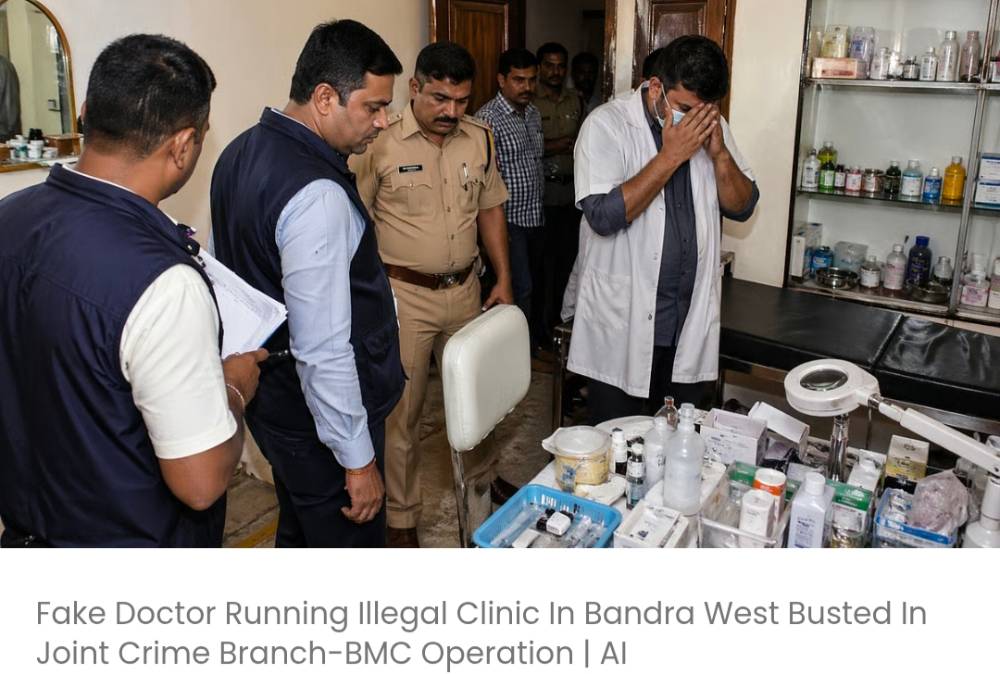 बांद्रा पश्चिम में अवैध क्लिनिक चला रहे फर्जी डॉक्टर का भंडाफोड़, अपराध शाखा और बीएमसी के संयुक्त अभियान में हुआ