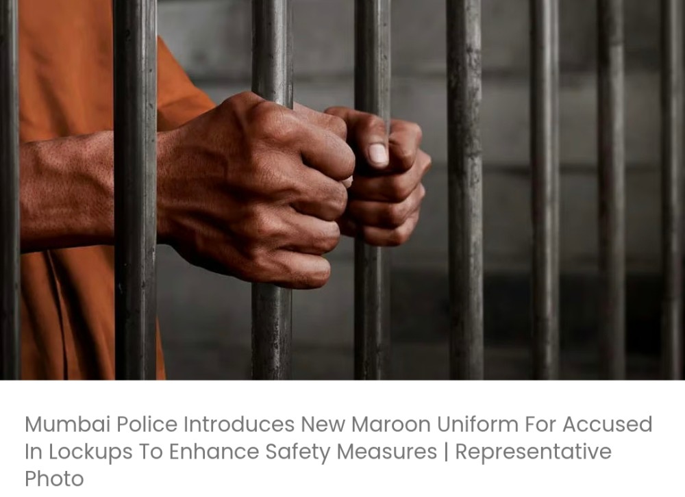 मुंबई पुलिस ने सुरक्षा उपायों को बढ़ाने के लिए लॉकअप में बंद आरोपियों के लिए नई मैरून वर्दी शुरू की
