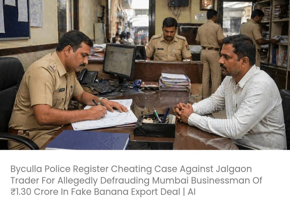 बायकुला पुलिस ने जलगांव के व्यापारी के खिलाफ मुंबई के एक व्यापारी से फर्जी केले के निर्यात सौदे में 1.30 करोड़ रुपये की धोखाधड़ी करने के आरोप में मामला दर्ज किया है