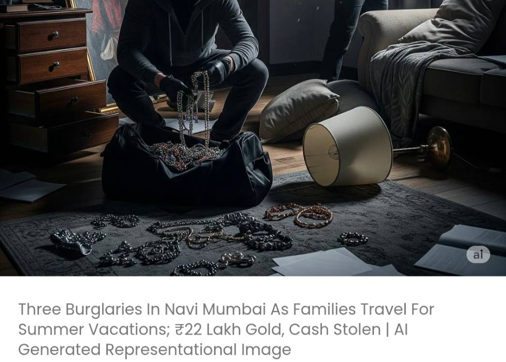गर्मी की छुट्टियों के लिए परिवारों के यात्रा पर जाने के दौरान नवी मुंबई में तीन चोरियां हुईं; ₹22 लाख का सोना और नकदी चोरी हुई