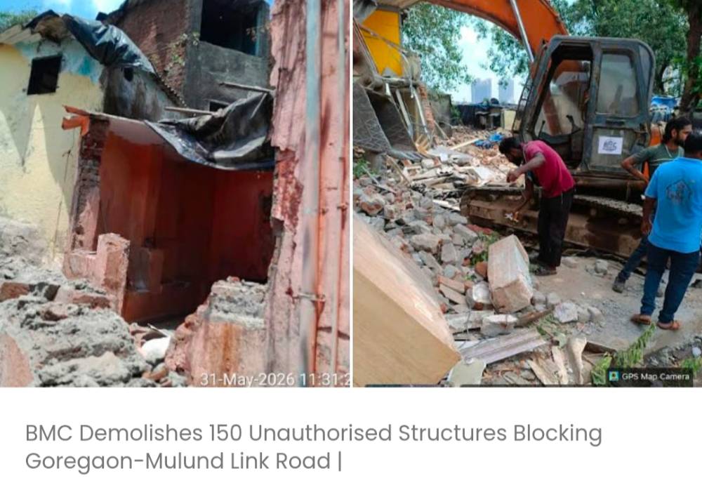 बीएमसी ने गोरेगांव-मुलुंड लिंक रोड को अवरुद्ध करने वाली 150 अनाधिकृत संरचनाओं को ध्वस्त किया; अगले सप्ताह 234 और संरचनाएं हटाई जाएंगी
