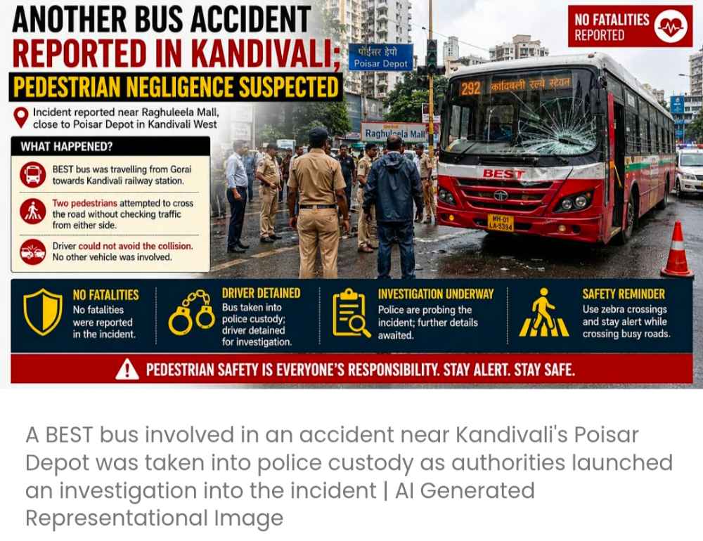 दादर हादसे के कुछ ही घंटों बाद कांदिवली में एक और BEST बस दुर्घटना की खबर; पैदल यात्री की लापरवाही की आशंका