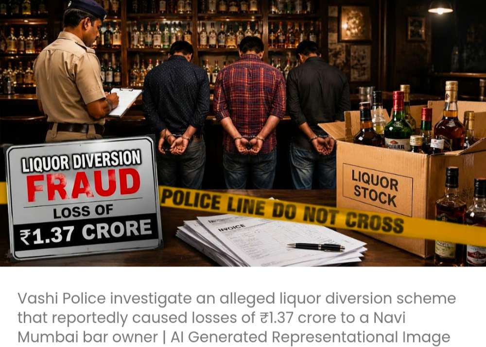 वाशी के एक बार के 3 कर्मचारियों पर ₹1.37 करोड़ की शराब इधर-उधर करने और बेचने का आरोप; पुलिस ने जांच शुरू की