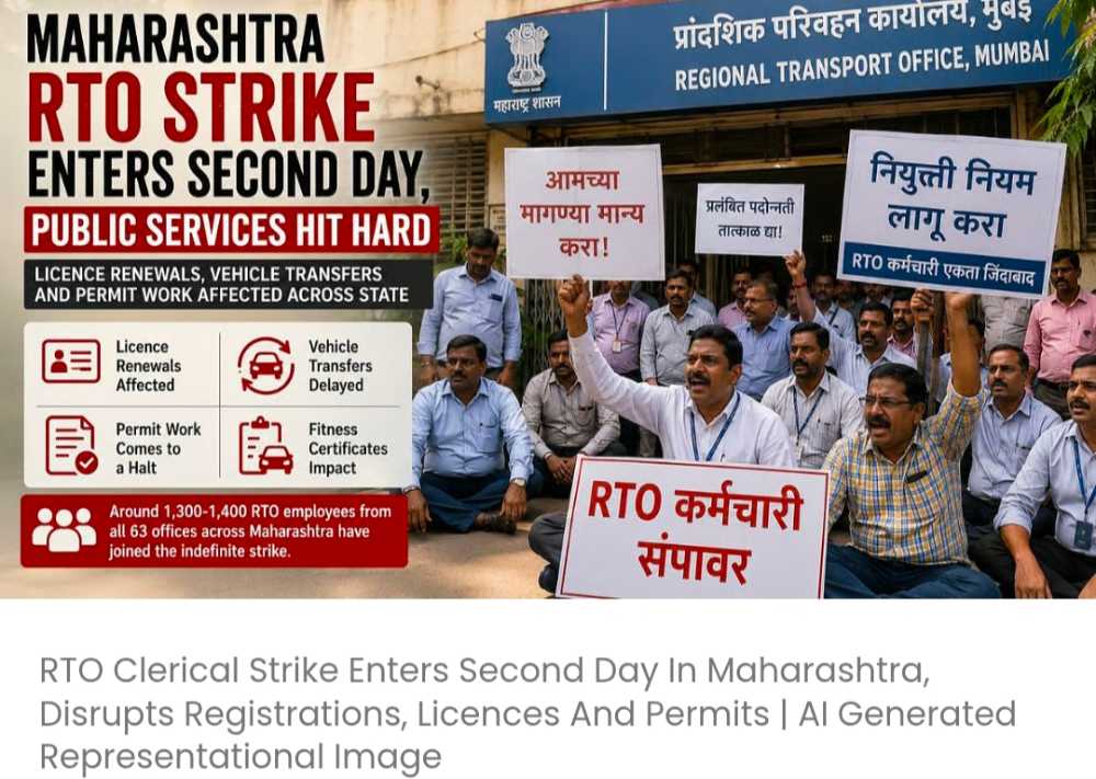 महाराष्ट्र में RTO कर्मचारियों की हड़ताल का दूसरा दिन; रजिस्ट्रेशन, लाइसेंस और परमिट का काम प्रभावित