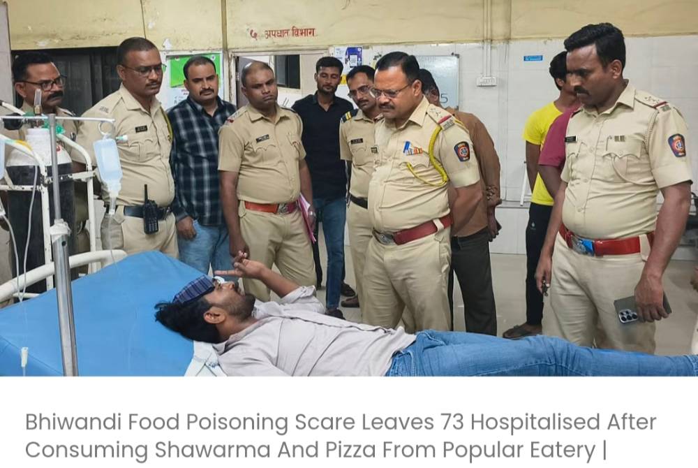 भिवंडी में एक मशहूर दुकान से शावरमा और पिज़्ज़ा खाने के बाद 73 लोग बीमार पड़ गए और उन्हें अस्पताल में भर्ती कराना पड़ा