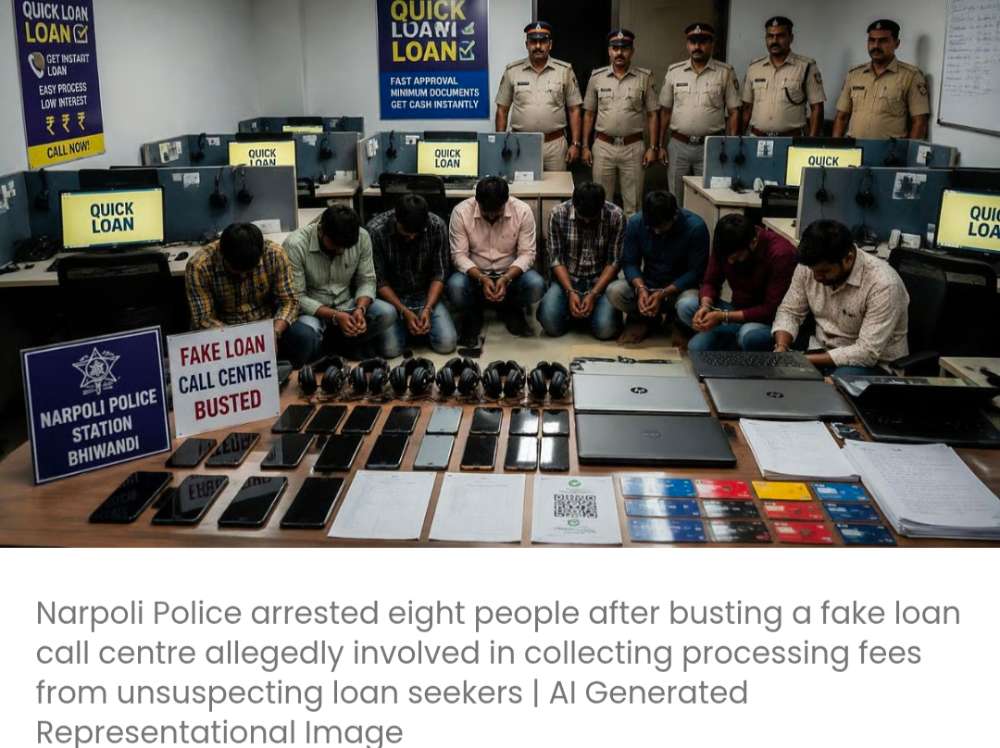 फ़र्ज़ी लोन कॉल सेंटर का भंडाफोड़; 8 गिरफ़्तार, मुख्य आरोपी फ़रार