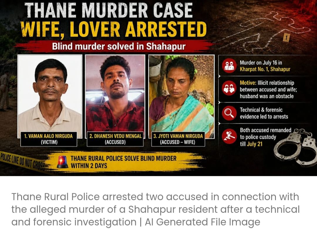 ठाणे पुलिस ने शाहपुर मर्डर केस में पत्नी और कथित प्रेमी को गिरफ़्तार किया; 2 दिन में ही ब्लाइंड मर्डर केस सुलझाया