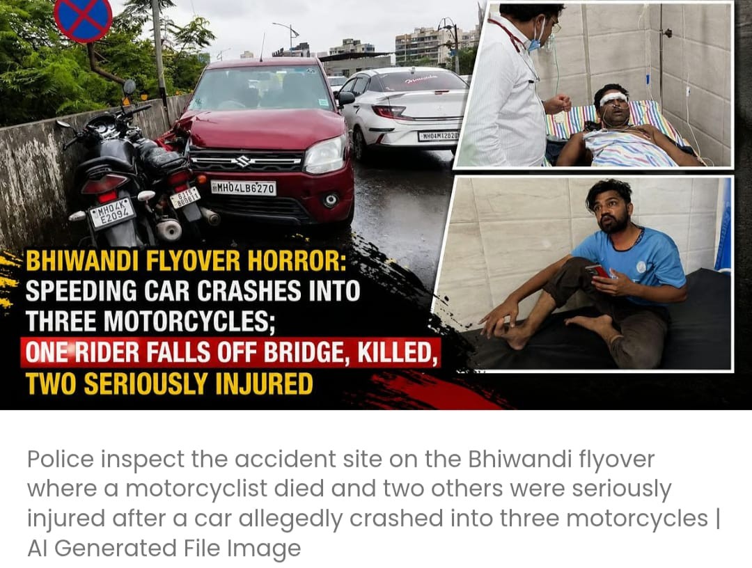 भिवंडी-कल्याण रोड पर एक भीषण सड़क दुर्घटना में एक मोटरसाइकिल सवार की मौत हो गई....,