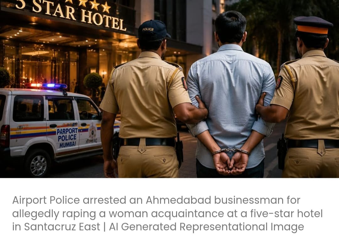 सांताक्रूज़ के एक फाइव-स्टार होटल में अपनी जान-पहचान की महिला के साथ कथित तौर पर रेप करने के आरोप में अहमदाबाद के 45 वर्षीय बिज़नेसमैन को गिरफ़्तार किया गया