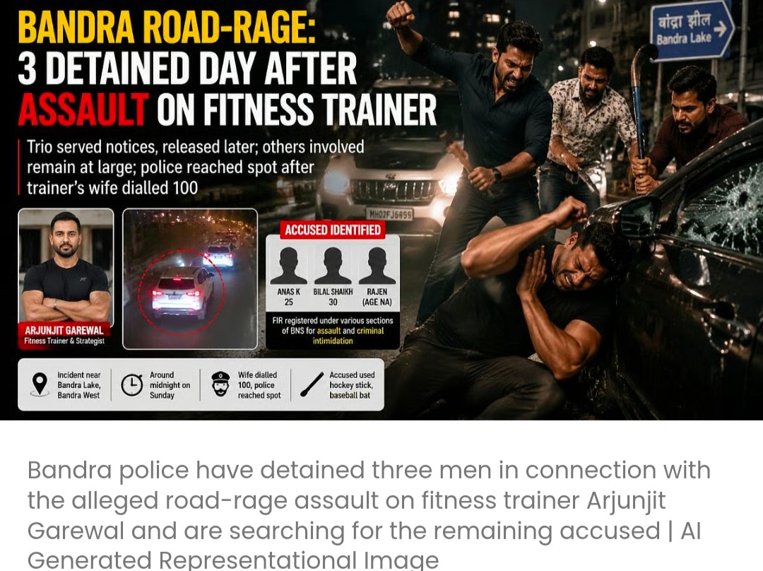 फिटनेस ट्रेनर पर रोड-रेज के दौरान हमले के मामले में बांद्रा पुलिस ने 3 लोगों को हिरासत में लिया; बाकी आरोपी अभी भी फरार हैं