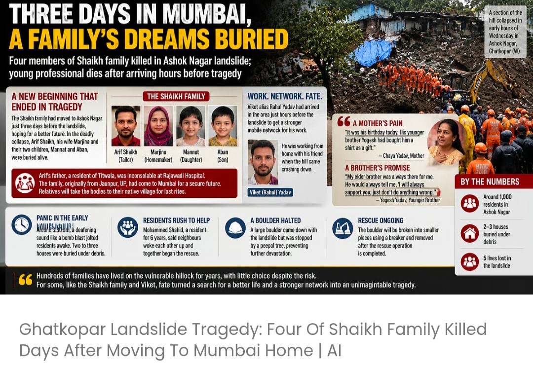 घाटकोपर भूस्खलन त्रासदी: मुंबई के घर में रहने आए शेख परिवार के चार लोगों की मौत