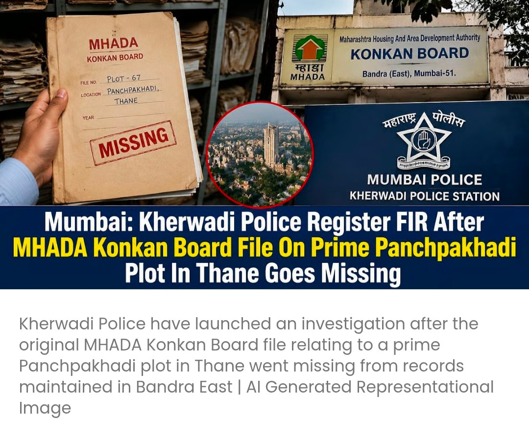 ठाणे के प्राइम पंचपखाड़ी प्लॉट से जुड़ी MHADA कोंकण बोर्ड की फ़ाइल गायब होने के बाद खेरवाड़ी पुलिस ने FIR दर्ज की