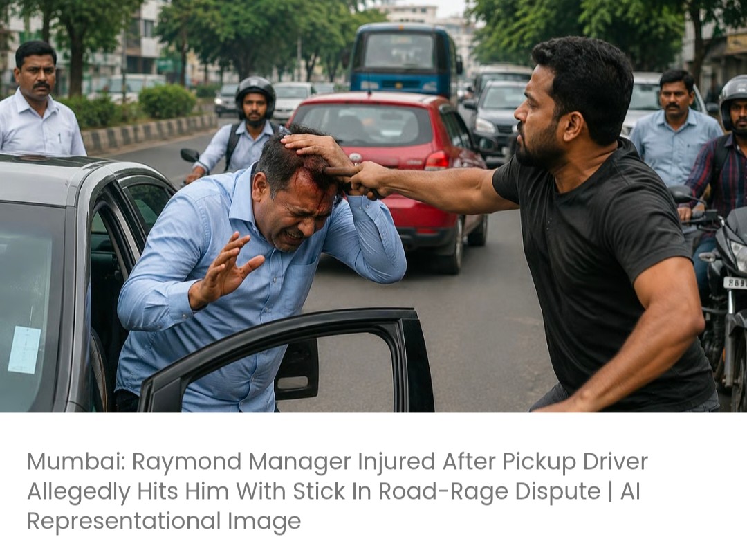 रोड-रेज के झगड़े में पिकअप ड्राइवर ने रेमंड मैनेजर को कथित तौर पर डंडे से मारा, मैनेजर घायल