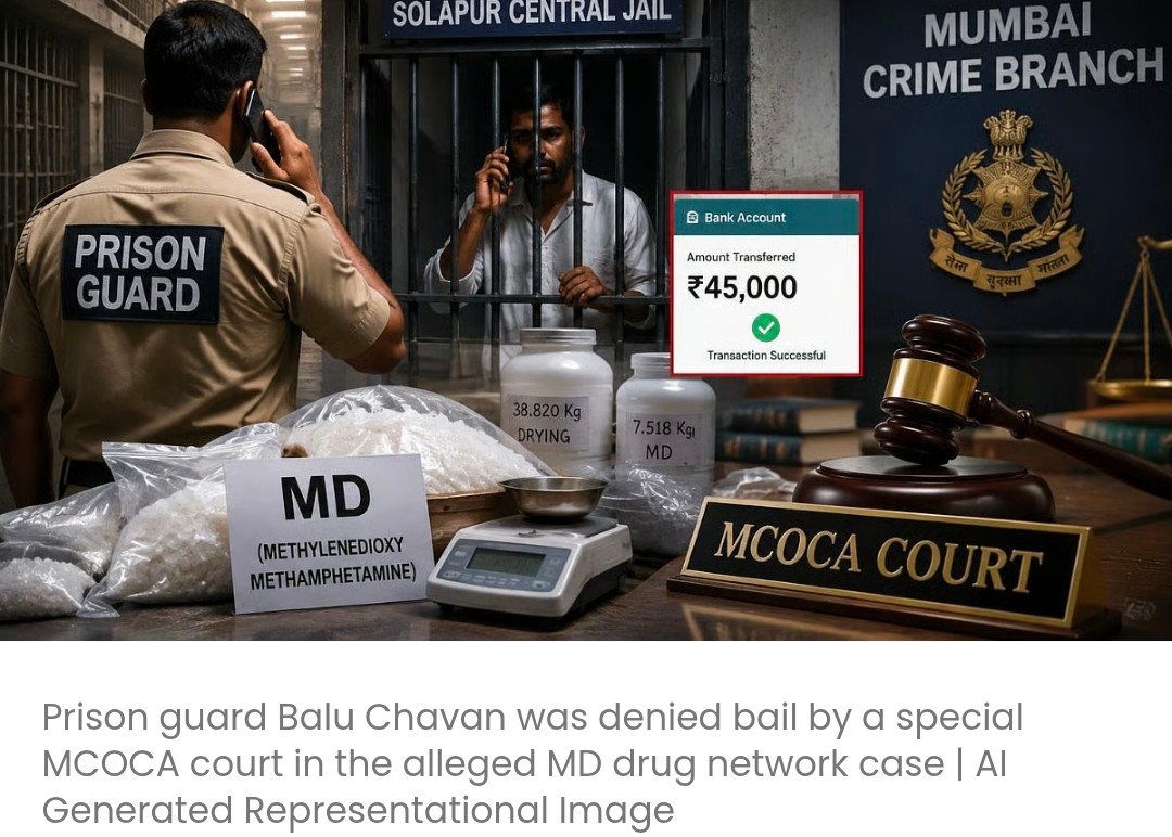 स्पेशल MCOCA कोर्ट ने सोलापुर जेल से MD ड्रग नेटवर्क चलाने में मदद करने के आरोपी जेल गार्ड की ज़मानत अर्ज़ी खारिज कर दी