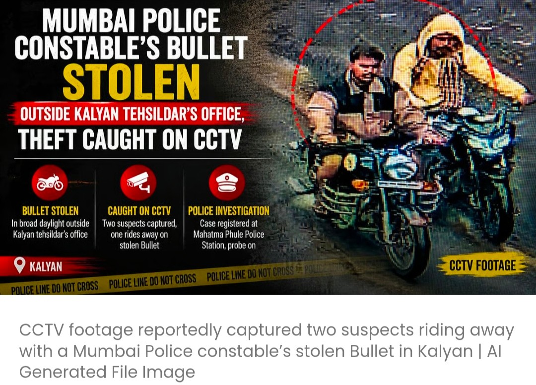 कल्याण तहसीलदार के ऑफिस के बाहर मुंबई पुलिस कॉन्स्टेबल की बुलेट मोटरसाइकिल चोरी; चोरी की घटना CCTV में कैद