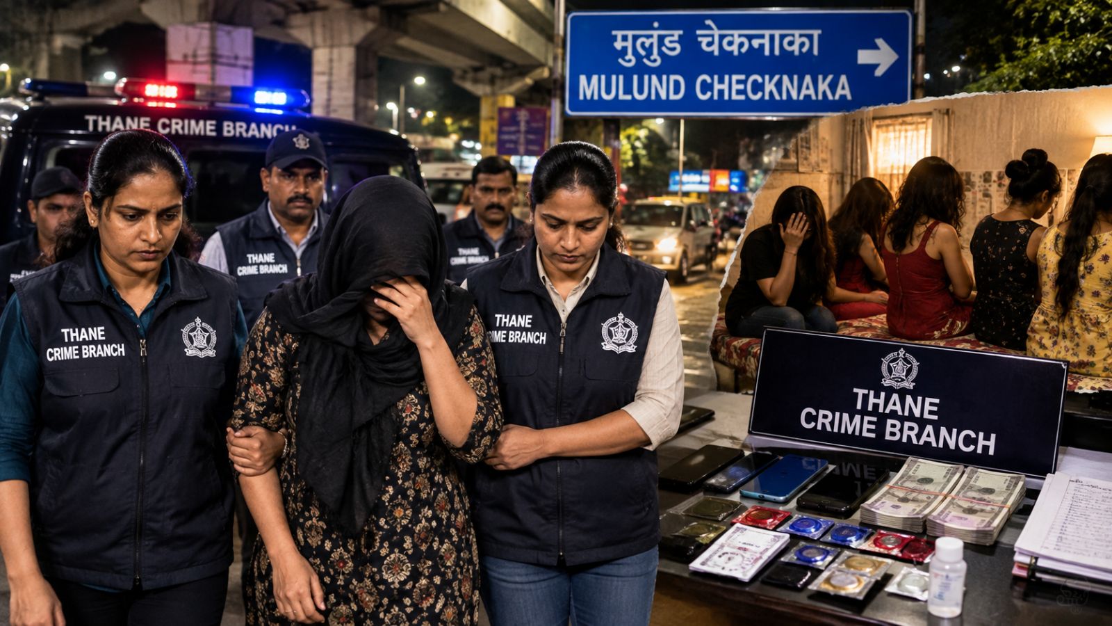 ठाणे क्राइम ब्रांच का बड़ा एक्शन: मुलुंड चेकनाका के पास देहव्यापार रैकेट का पर्दाफाश, महिला एजेंट गिरफ्तार