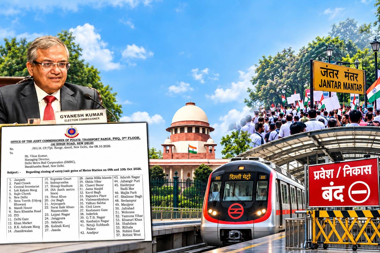 प्रदर्शन से पहले 57 मेट्रो स्टेशन बंद, ट्रेन सेवाओं पर ब्रेक; विपक्ष ने पूछा—क्या डर गई सरकार? मामला सुप्रीम कोर्ट तक पहुंचा