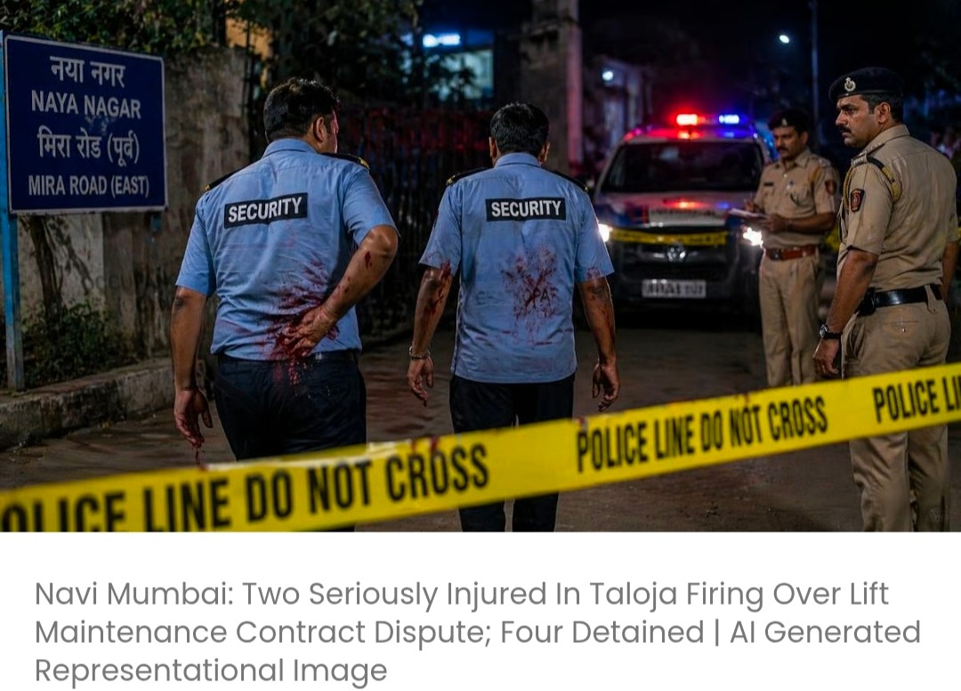तलोजा में लिफ्ट मेंटेनेंस कॉन्ट्रैक्ट को लेकर हुई गोलीबारी में दो लोग गंभीर रूप से घायल; चार हिरासत में लिए गए