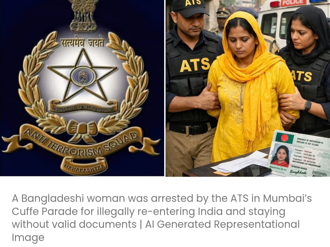 निर्वासन के बाद भारत में दोबारा प्रवेश करने पर एटीएस ने कफ परेड में अवैध रूप से रहने के आरोप में 30 वर्षीय बांग्लादेशी महिला को गिरफ्तार किया