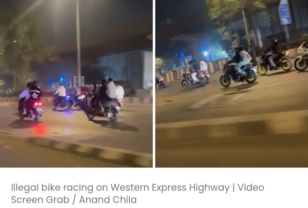 NESCO के पास वेस्टर्न एक्सप्रेस हाईवे पर अवैध बाइक रेसिंग का वायरल वीडियो; ट्रैफिक पुलिस ने कार्रवाई सुनिश्चित की