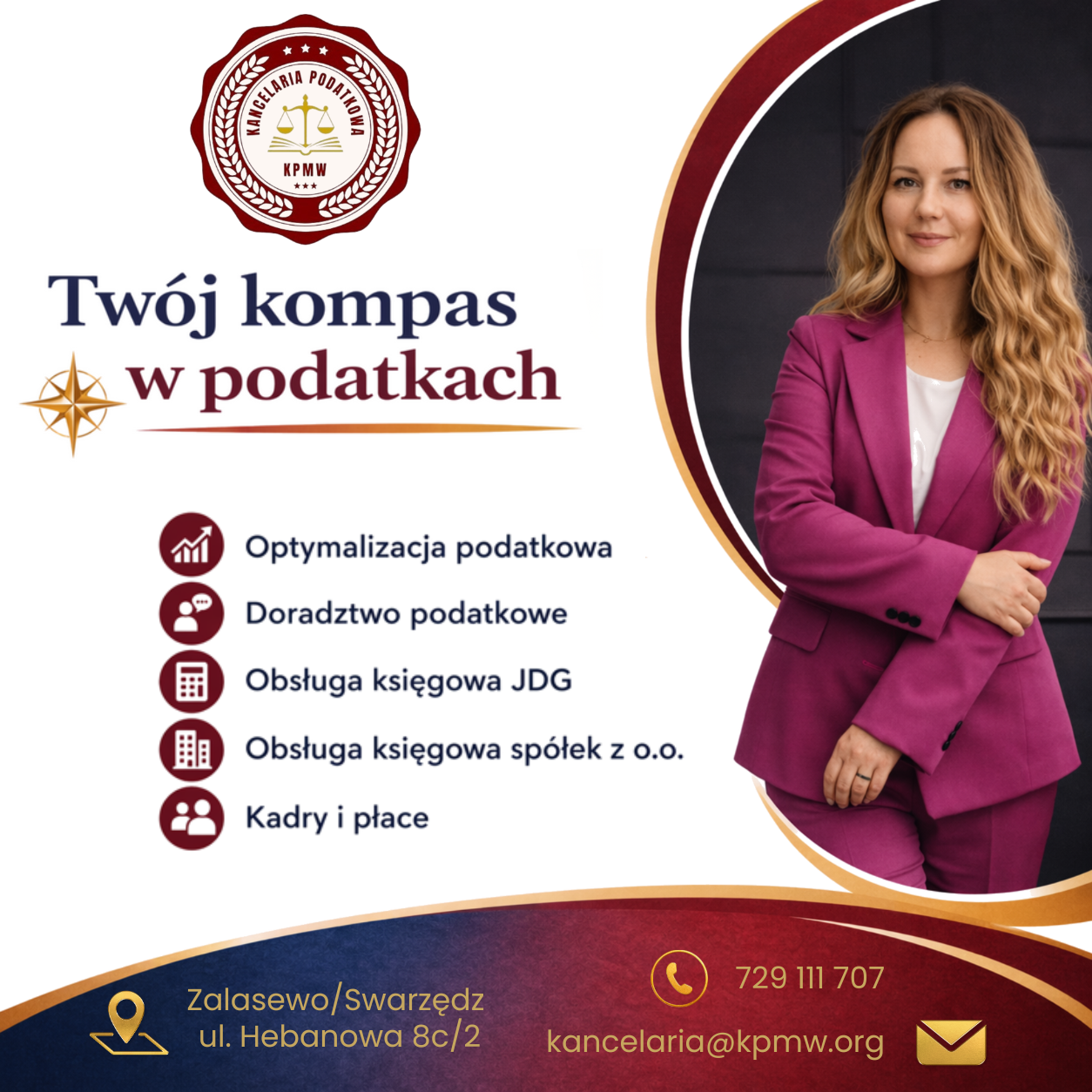Biuro rachunkowe Małgorzata Werwińska | doradca podatkowy 15462 | biuro rachunkowe | optymalizacja | rozliczenia JDG Spółki z o.o. | Swarzędz/Zalasewo/Poznań