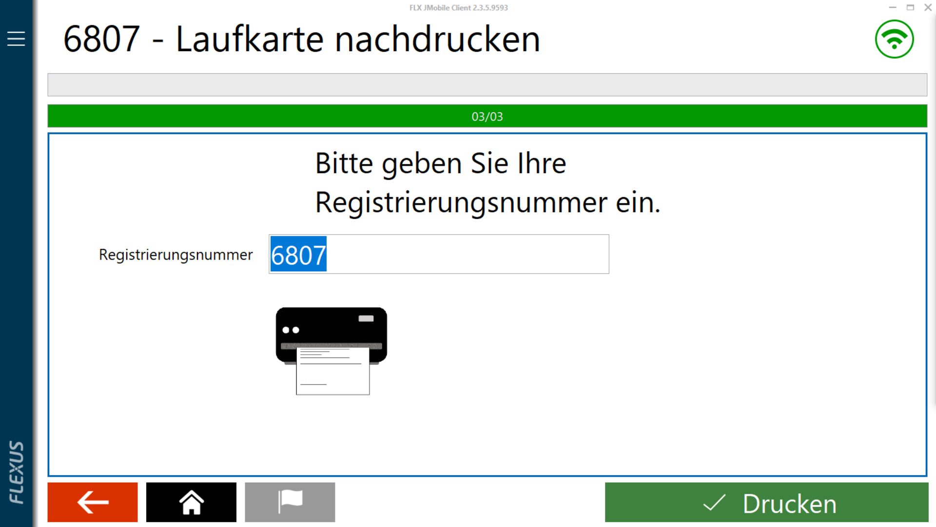 Screenshot 2 of Fiori App Registration action: print run card