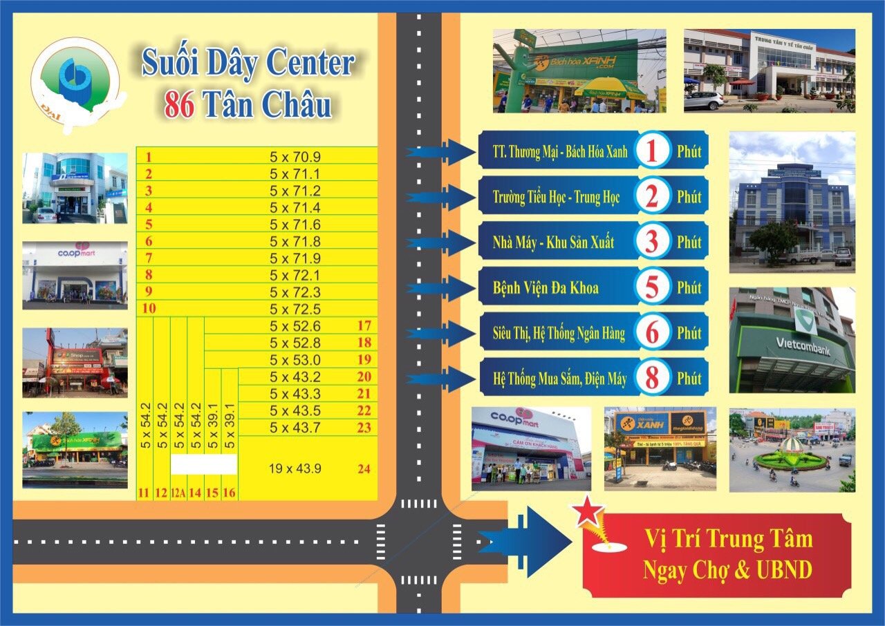 Hình sơ đồ mặt bằng nền Đất Kinh Doanh tại Chợ Suối Dây, Huyện Tân Châu, Tây Ninh