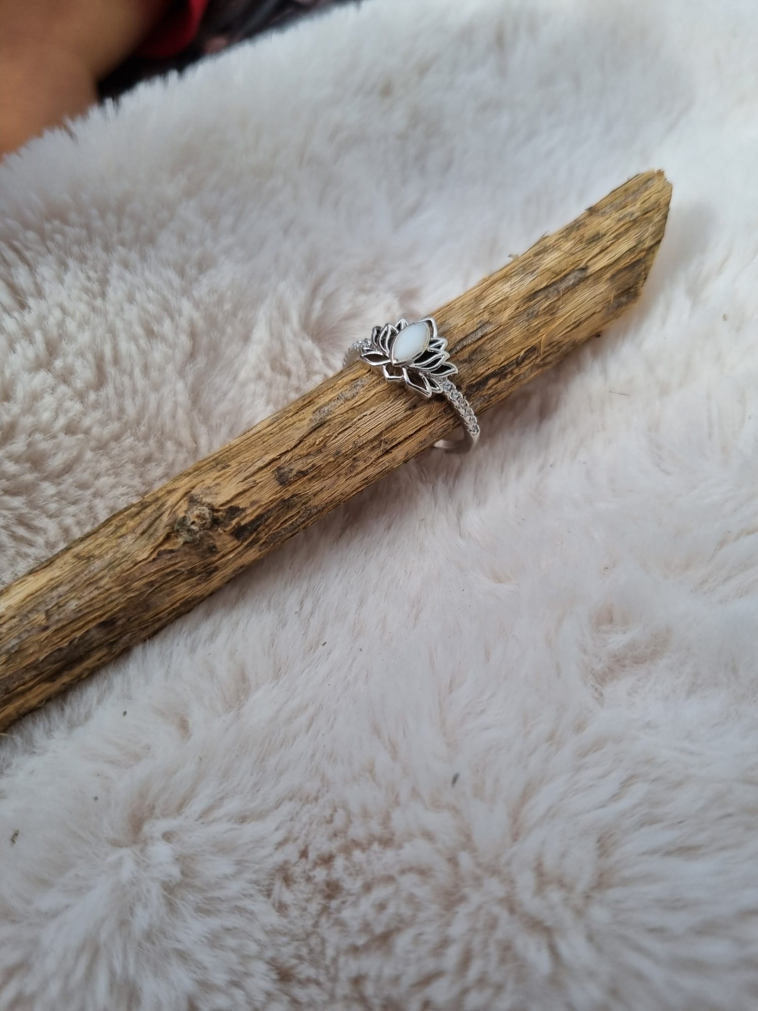 Bague argent 925 Lotus en lait maternel