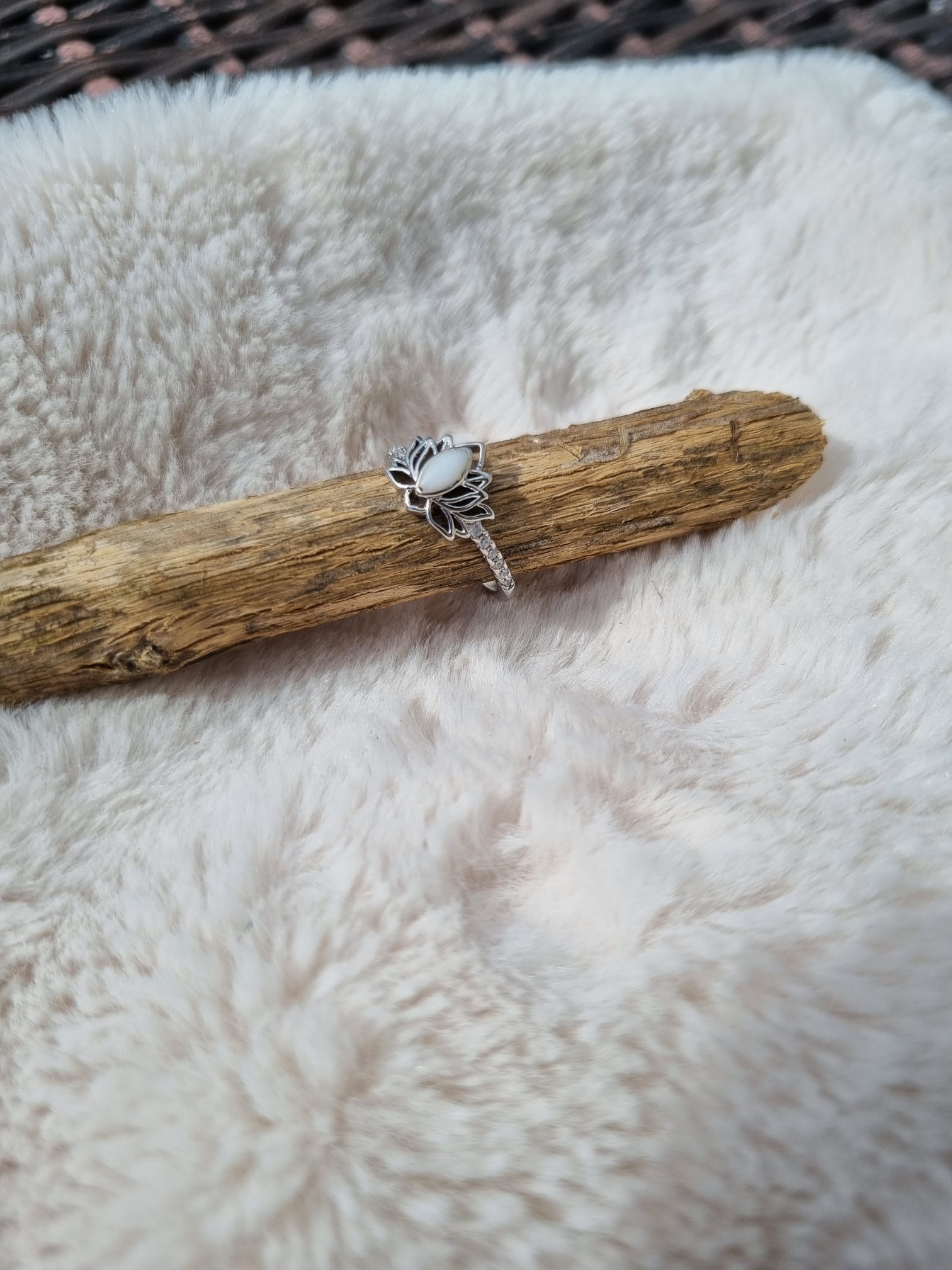 Bague argent 925 Lotus en lait maternel 1