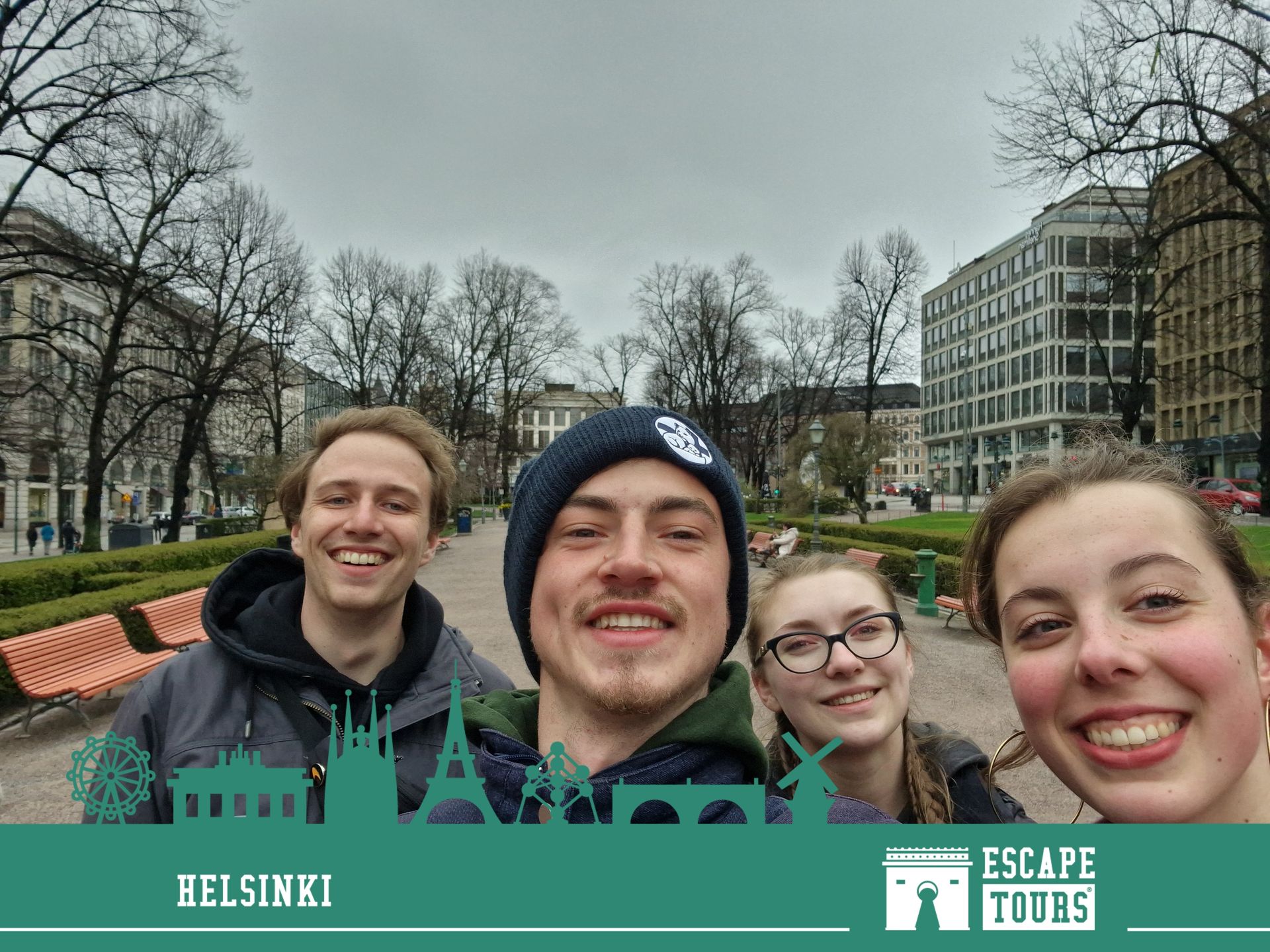 Teamfoto van voittajia