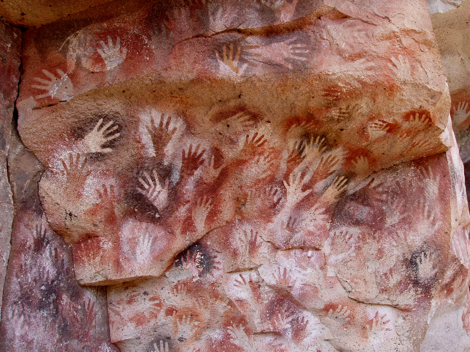 The main wall at La Cueva de Las Manos archeological site (Mariano Cecowski, Wikimedia Commons).