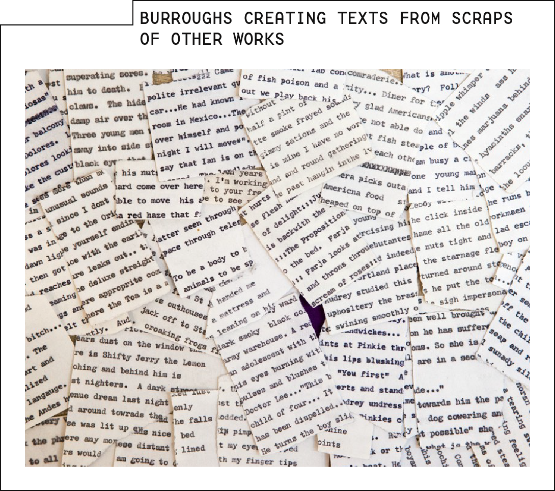 Photo of one of William S. Burroughs' Dadaist experiments with cut-in writing, which pushed the boundaries of text. Imagine what he could have done with access to HTML and a database!