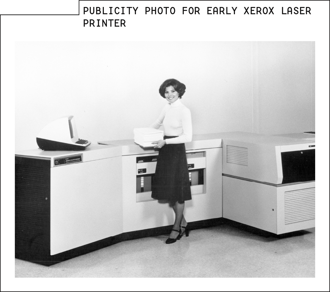 Photo of one of the very first laser printers, created by Xerox and manufactured in the early 1970s.