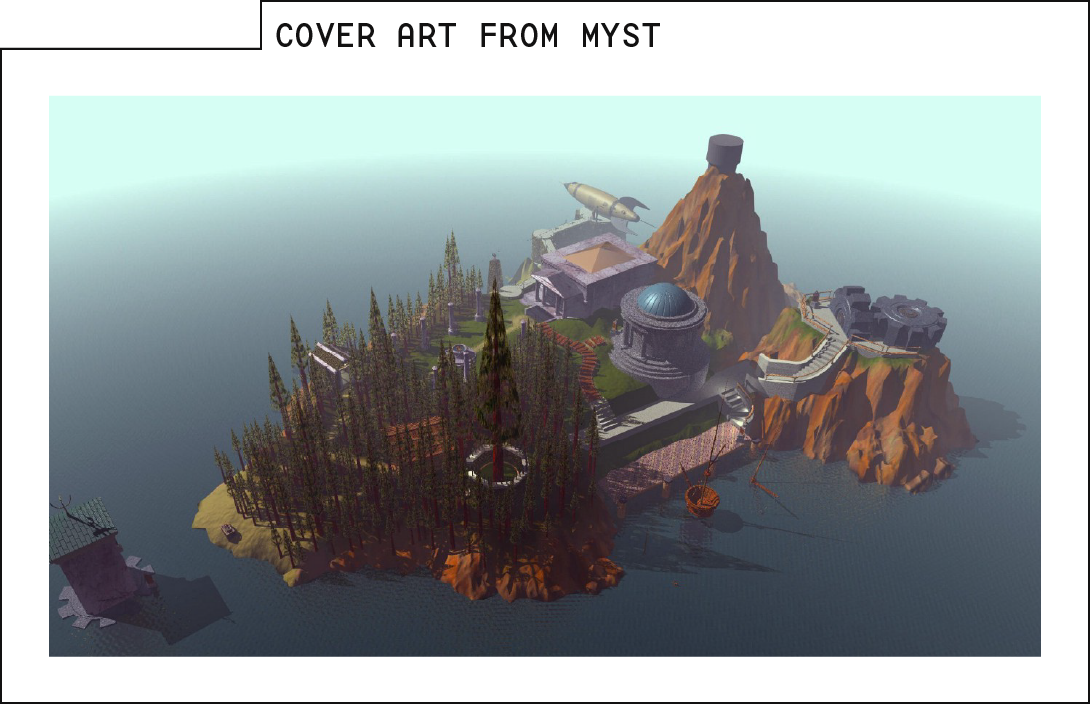A still image from the breakout hit video game Myst, created with Apple's Hypercard.